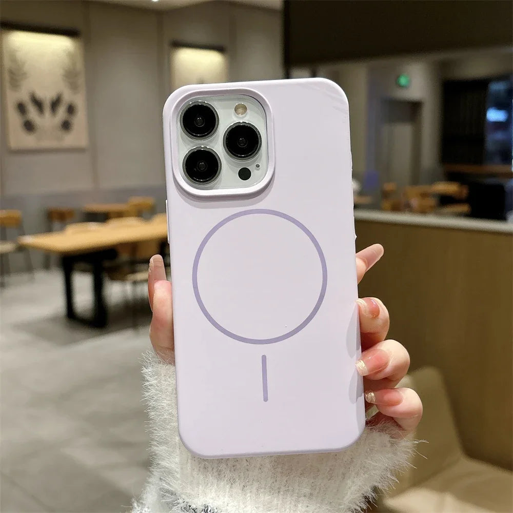 Luxury Skin Feel Original For Magsafe Phone Case For iPhone 17 16 Pro Max 15 14 13 12 Plus Wireless Charger Funda Silicone Cover