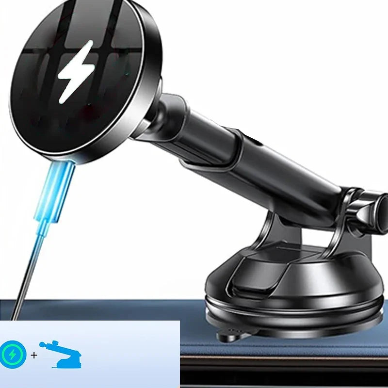 UYUXIO Magnetic Wireless Car Phone Charger Adapter 15W Fast Charging Windshield Dashboard Car Phone Holder for iPhone Samsung