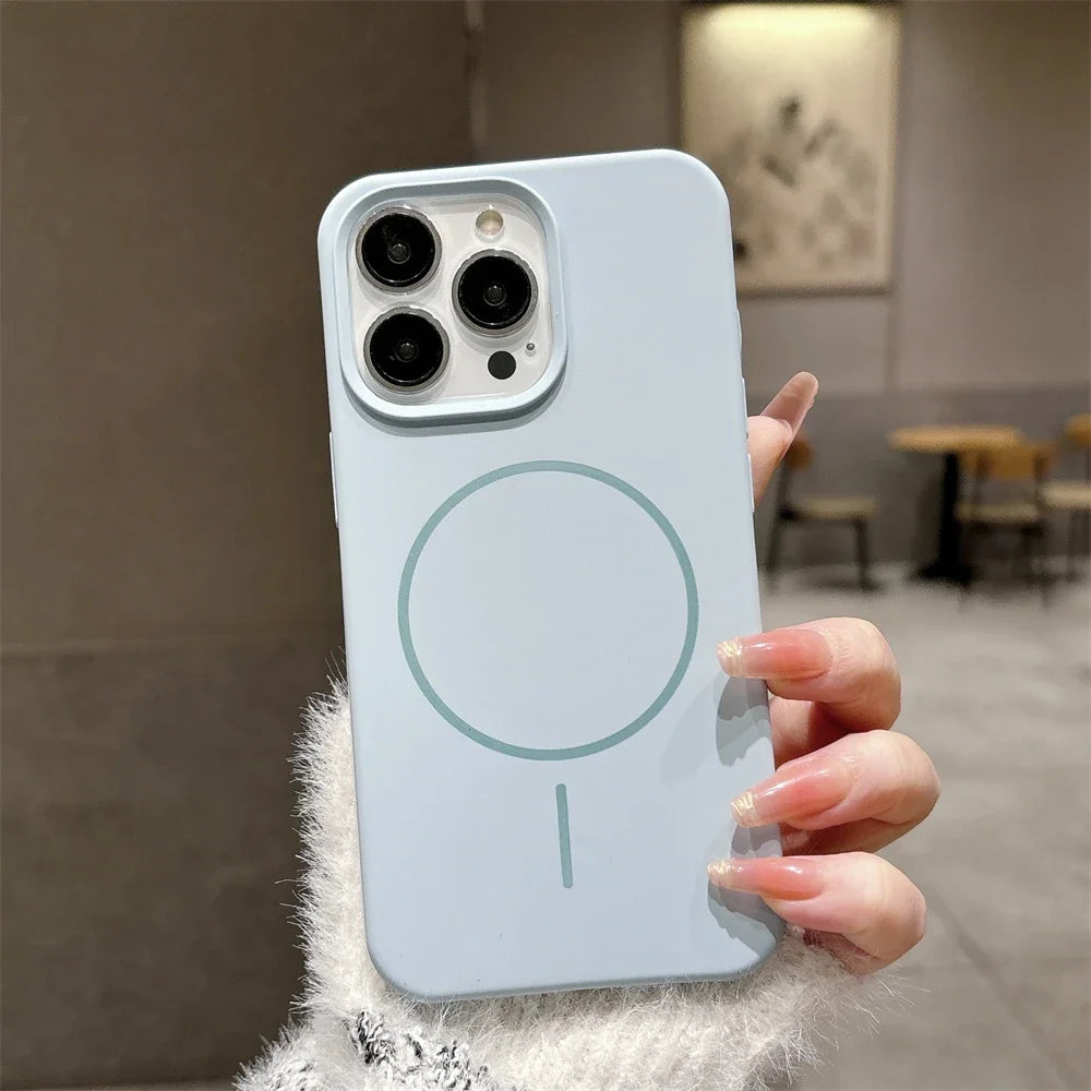 Luxury Skin Feel Original For Magsafe Phone Case For iPhone 17 16 Pro Max 15 14 13 12 Plus Wireless Charger Funda Silicone Cover