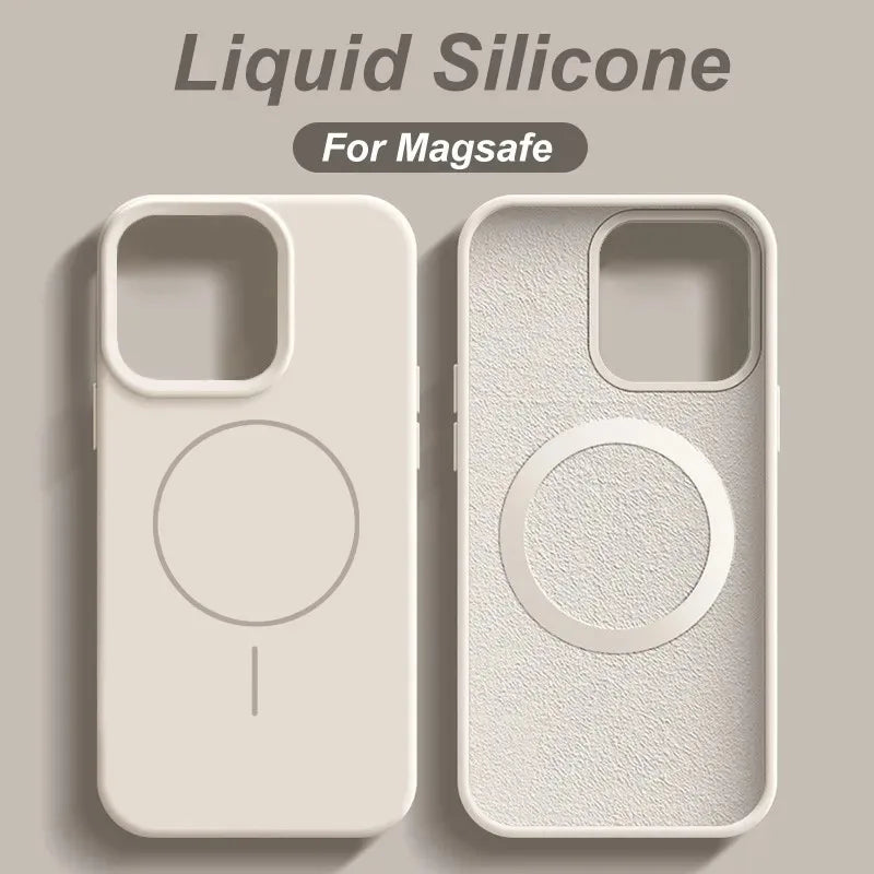 Luxury Skin Feel Original For Magsafe Phone Case For iPhone 17 16 Pro Max 15 14 13 12 Plus Wireless Charger Funda Silicone Cover