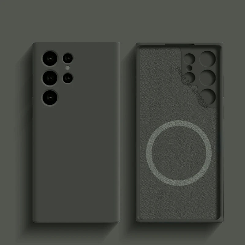 Liquid Silicone Case For Magsafe For Samsung Galaxy S24 S22 S21 S23 S25 Ultra Plus Fe Wireless Charge Magnetic Shockproof Cover