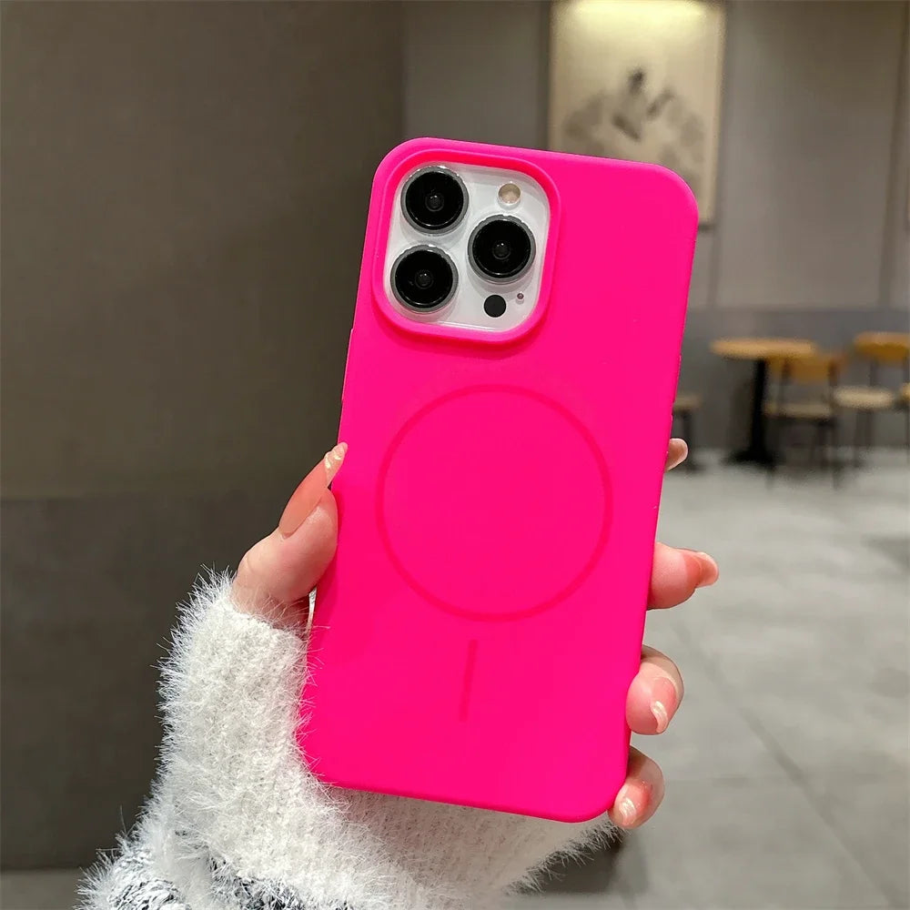 Luxury Skin Feel Original For Magsafe Phone Case For iPhone 17 16 Pro Max 15 14 13 12 Plus Wireless Charger Funda Silicone Cover