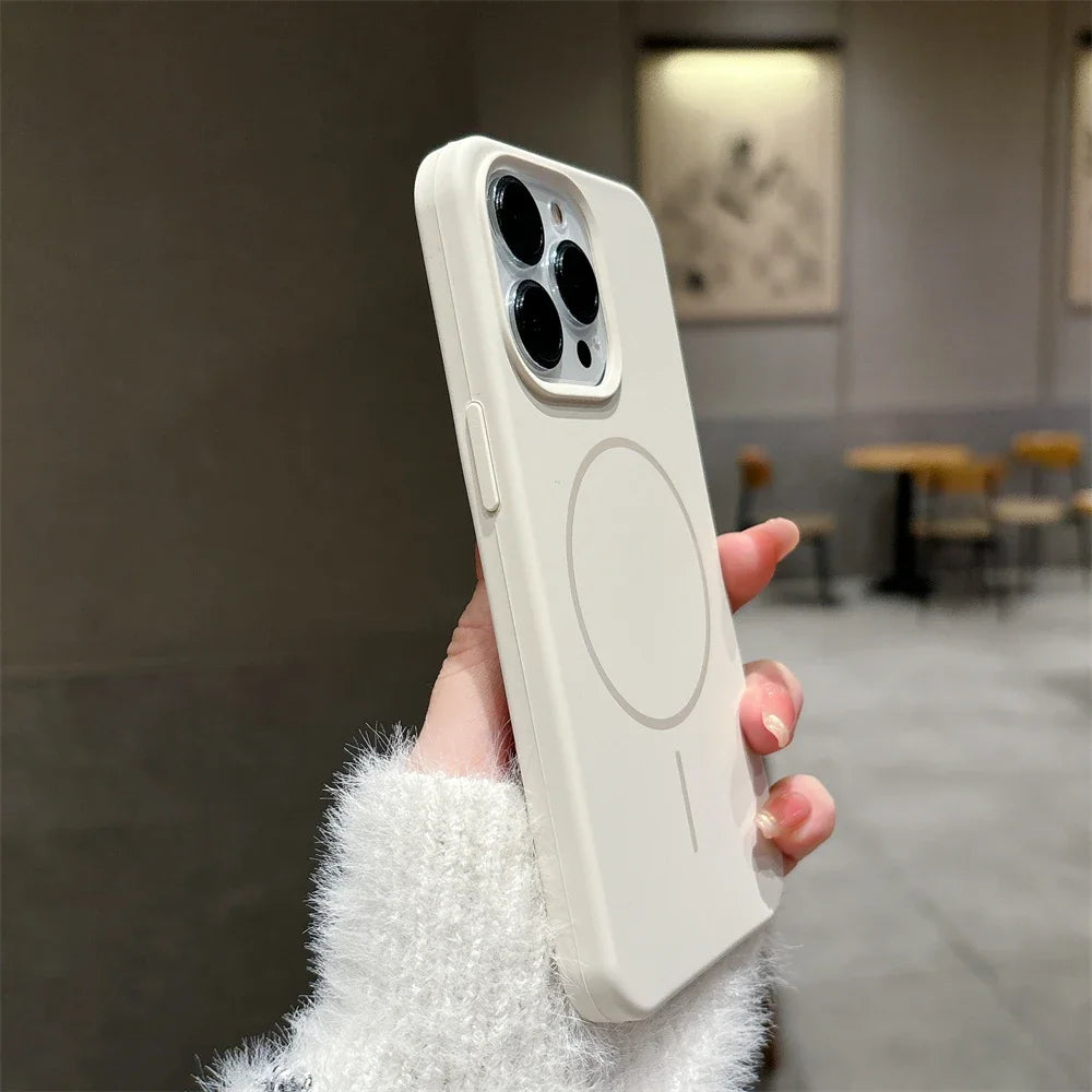 Luxury Skin Feel Original For Magsafe Phone Case For iPhone 17 16 Pro Max 15 14 13 12 Plus Wireless Charger Funda Silicone Cover