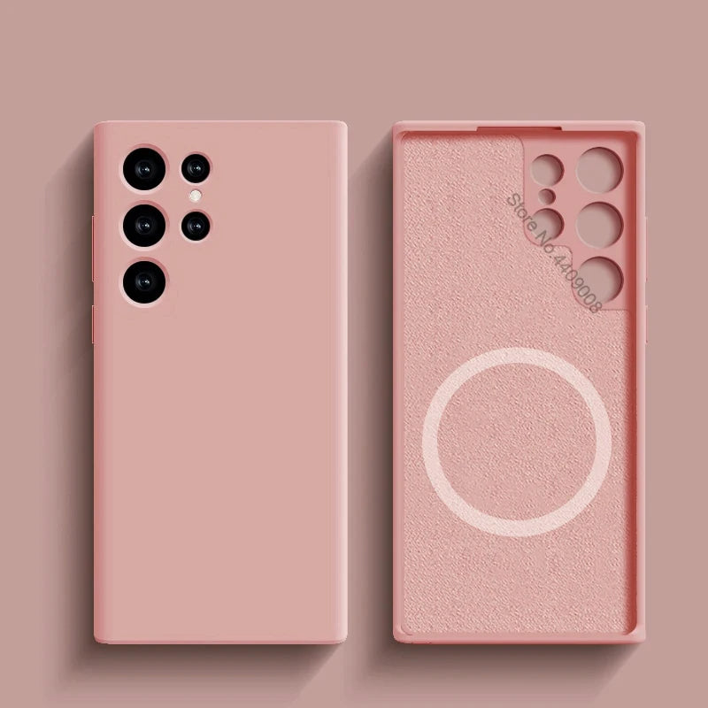 Liquid Silicone Case For Magsafe For Samsung Galaxy S24 S22 S21 S23 S25 Ultra Plus Fe Wireless Charge Magnetic Shockproof Cover