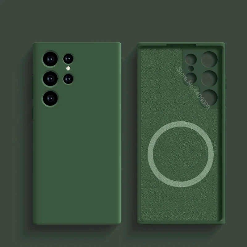 Liquid Silicone Case For Magsafe For Samsung Galaxy S24 S22 S21 S23 S25 Ultra Plus Fe Wireless Charge Magnetic Shockproof Cover