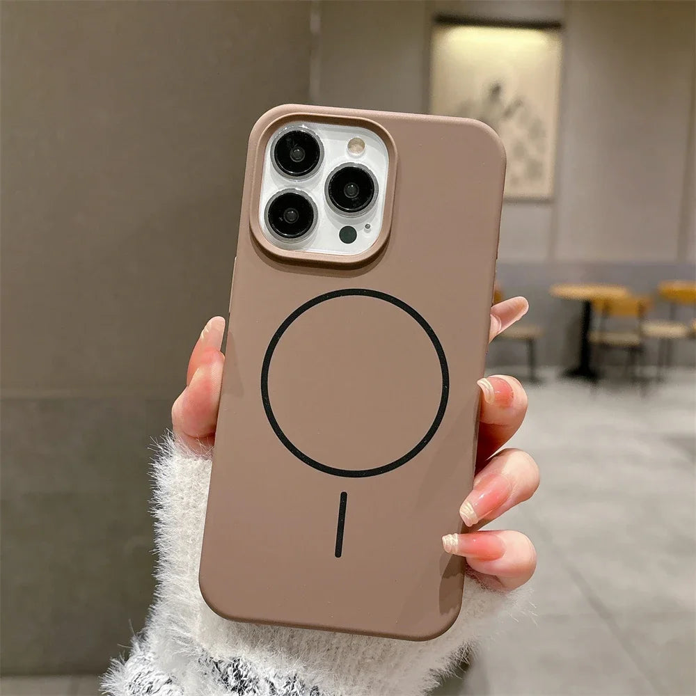 Luxury Skin Feel Original For Magsafe Phone Case For iPhone 17 16 Pro Max 15 14 13 12 Plus Wireless Charger Funda Silicone Cover