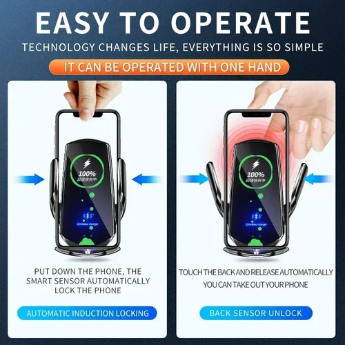 100W Wireless Car Charger Magnetic Car Phone Holder For iPhone 11 12 13 14 15 Pro Xiaomi Samsung Fast Charging Wireless Chargers