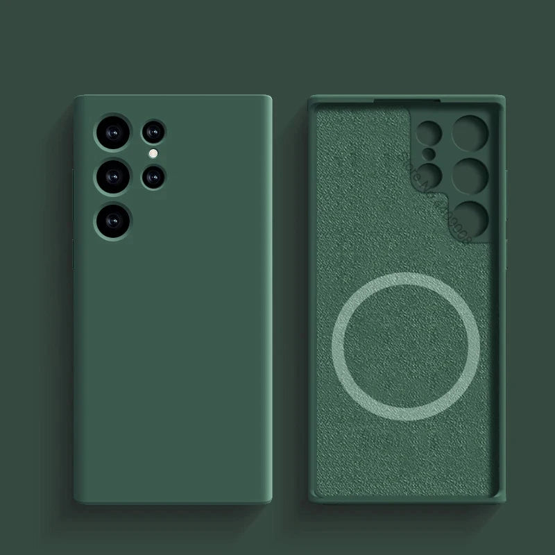 Liquid Silicone Case For Magsafe For Samsung Galaxy S24 S22 S21 S23 S25 Ultra Plus Fe Wireless Charge Magnetic Shockproof Cover